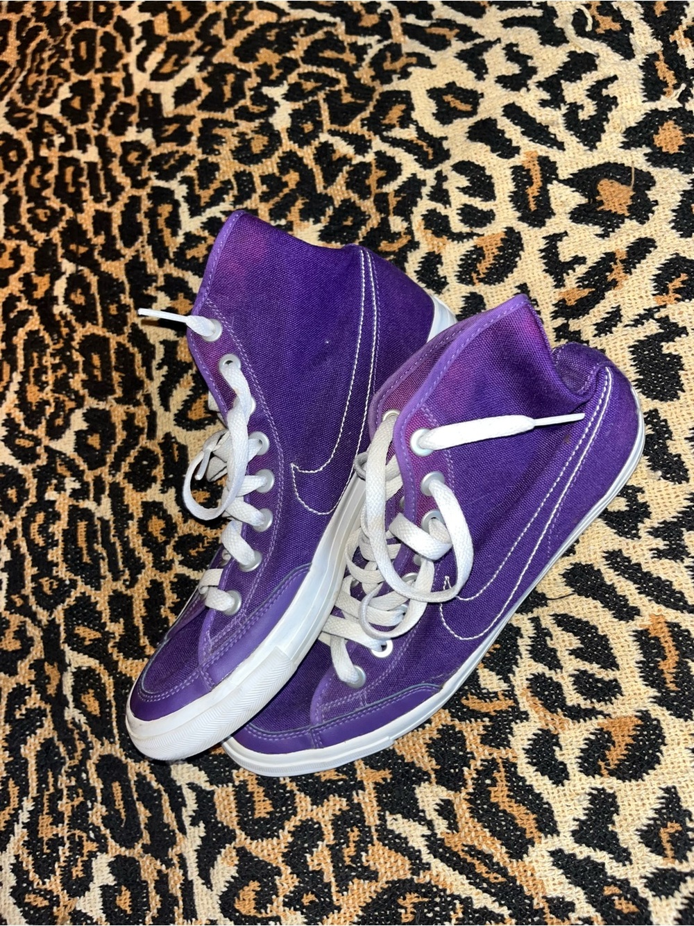 Nike Purple High-Top Canvas Sneakers with White Soles